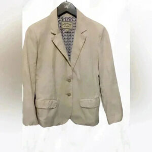 Lucky brand stylish tan casual day 2 nite long sleeve 2 button cream blazer 2